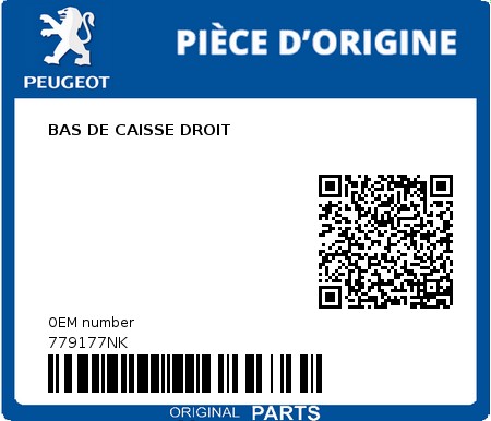 Product image: Peugeot - 779177NK - BAS DE CAISSE DROIT  0