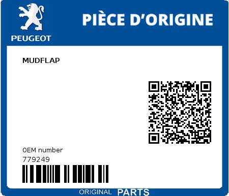 Product image: Peugeot - 779249 - MUDFLAP  0