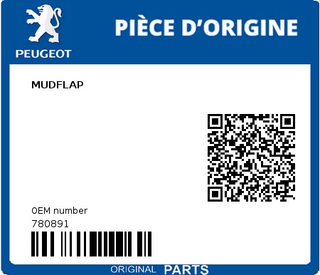 Product image: Peugeot - 780891 - MUDFLAP  0