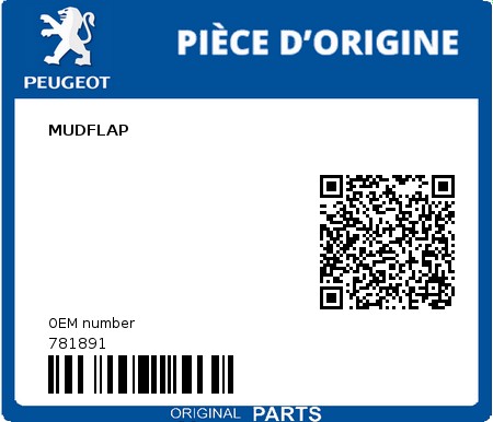 Product image: Peugeot - 781891 - MUDFLAP  0