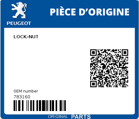 Product image: Peugeot - 783160 - LOCK-NUT  0
