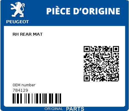 Product image: Peugeot - 784129 - RH REAR MAT  0