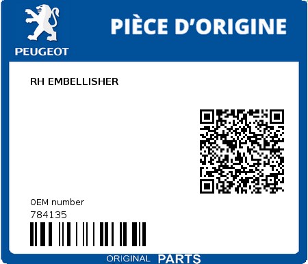 Product image: Peugeot - 784135 - RH EMBELLISHER  0