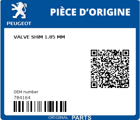 Product image: Peugeot - 784164 - VALVE SHIM 1.85 MM  0