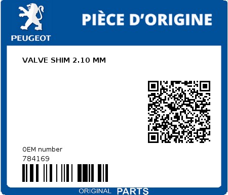 Product image: Peugeot - 784169 - VALVE SHIM 2.10 MM  0
