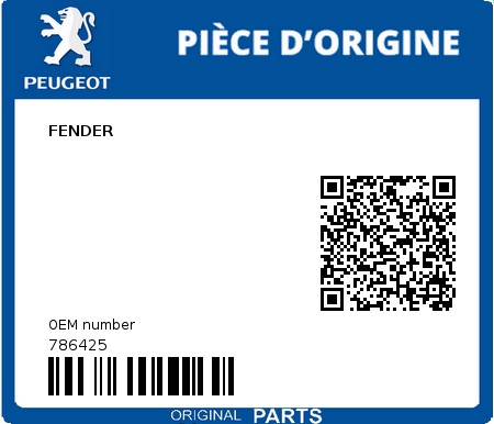 Product image: Peugeot - 786425 - FENDER  0