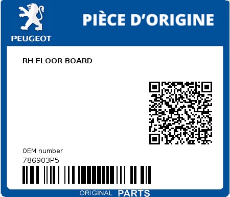 Product image: Peugeot - 786903P5 - RH FLOOR BOARD  0
