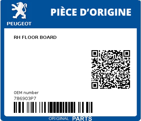 Product image: Peugeot - 786903P7 - RH FLOOR BOARD  0