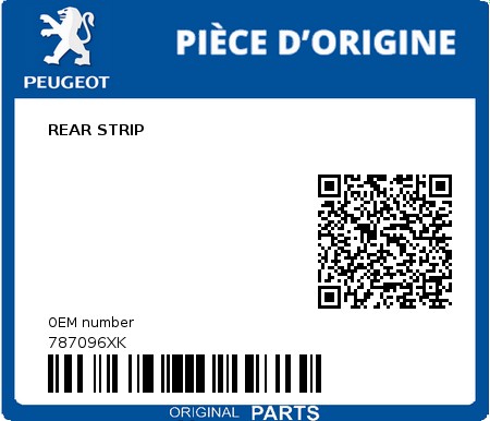 Product image: Peugeot - 787096XK - REAR STRIP  0