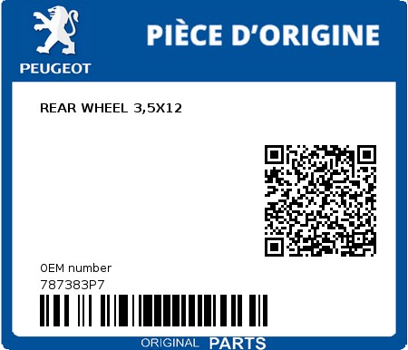 Product image: Peugeot - 787383P7 - REAR WHEEL 3,5X12  0