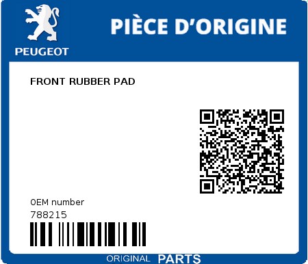 Product image: Peugeot - 788215 - FRONT RUBBER PAD  0