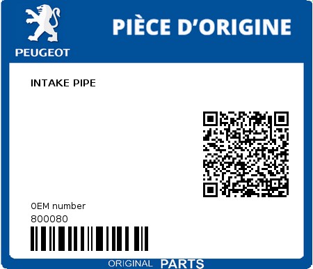 Product image: Peugeot - 800080 - INTAKE PIPE  0
