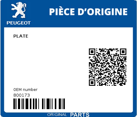 Product image: Peugeot - 800173 - PLATE  0