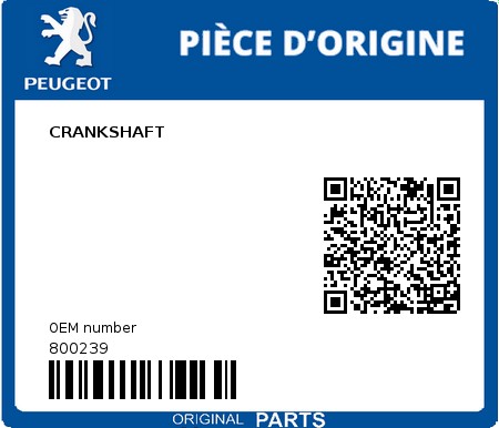 Product image: Peugeot - 800239 - CRANKSHAFT  0