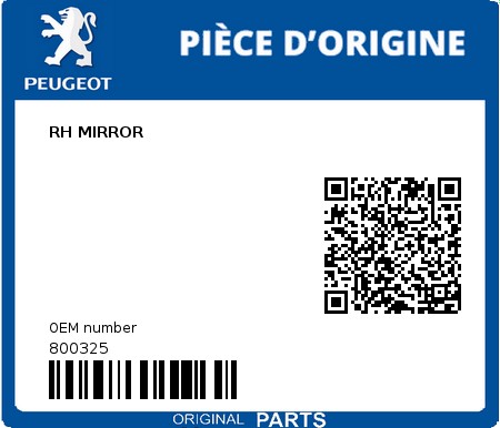 Product image: Peugeot - 800325 - RH MIRROR  0