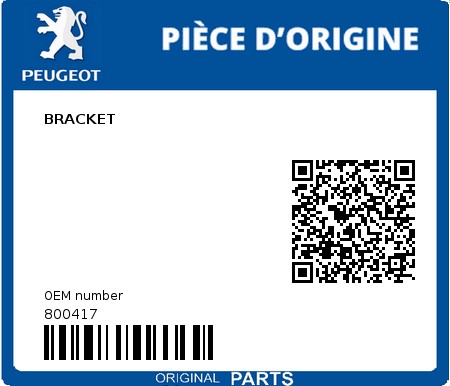 Product image: Peugeot - 800417 - BRACKET  0