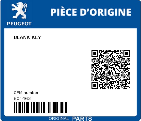 Product image: Peugeot - 801463 - BLANK KEY  0