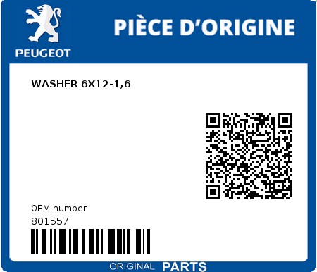 Product image: Peugeot - 801557 - WASHER 6X12-1,6  0