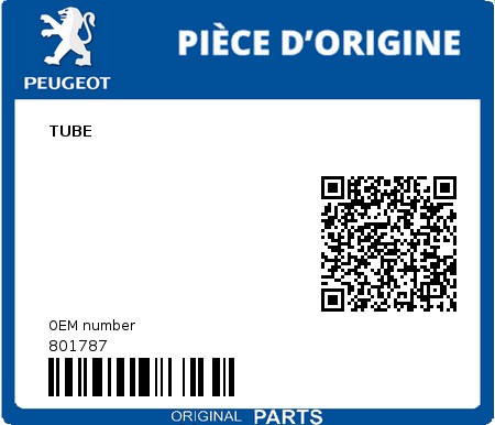 Product image: Peugeot - 801787 - TUBE  0