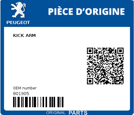Product image: Peugeot - 801905 - KICK ARM  0