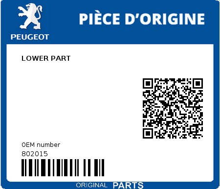 Product image: Peugeot - 802015 - LOWER PART  0