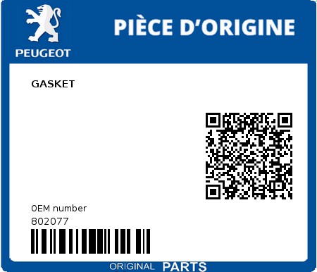 Product image: Peugeot - 802077 - GASKET  0