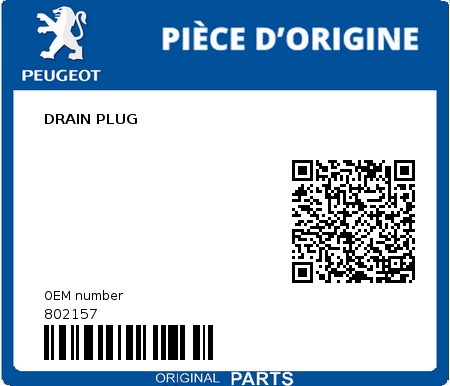 Product image: Peugeot - 802157 - DRAIN PLUG  0