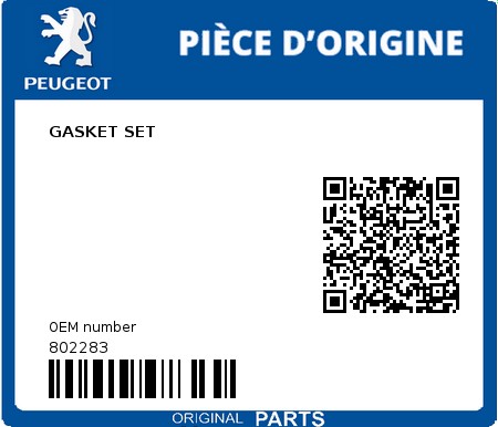Product image: Peugeot - 802283 - GASKET SET  0