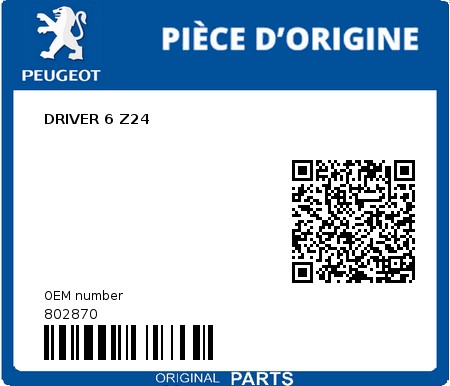 Product image: Peugeot - 802870 - DRIVER 6 Z24  0