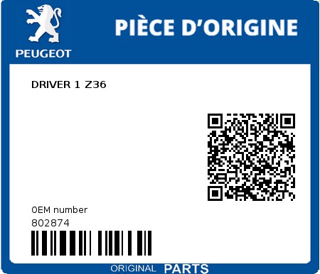 Product image: Peugeot - 802874 - DRIVER 1 Z36  0