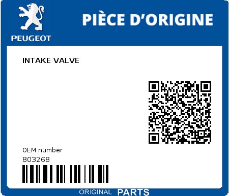 Product image: Peugeot - 803268 - INTAKE VALVE  0