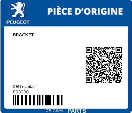 Product image: Peugeot - 803300 - BRACKET  0