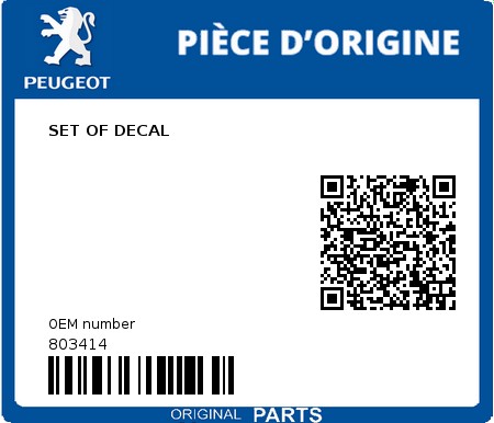 Product image: Peugeot - 803414 - SET OF DECAL  0