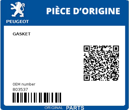 Product image: Peugeot - 803537 - GASKET  0