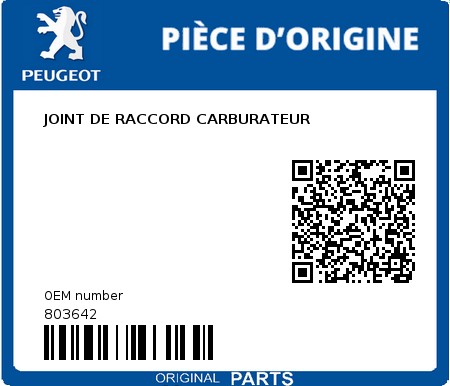 Product image: Peugeot - 803642 - JOINT DE RACCORD CARBURATEUR  0