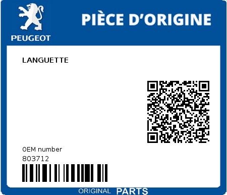 Product image: Peugeot - 803712 - LANGUETTE  0