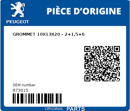 Product image: Peugeot - 873015 - GROMMET 10X13X20 - 2+1,5+6  0