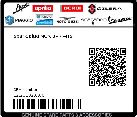 Product image: Beta - 12.25192.0.00 - Spark.plug NGK BPR 4HS  0