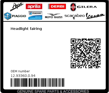 Product image: Beta - 12.93360.0.94 - Headlight fairing  0