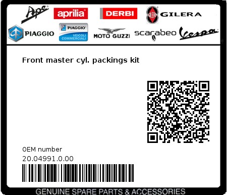 Product image: Beta - 20.04991.0.00 - Front master cyl. packings kit  0