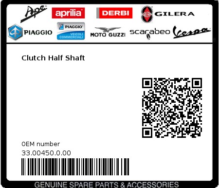 Product image: Beta - 33.00450.0.00 - Clutch Half Shaft  0