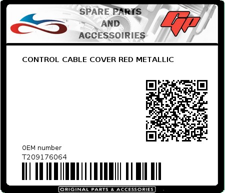 Product image: Tomos - T209176064 - CONTROL CABLE COVER RED METALLIC  0