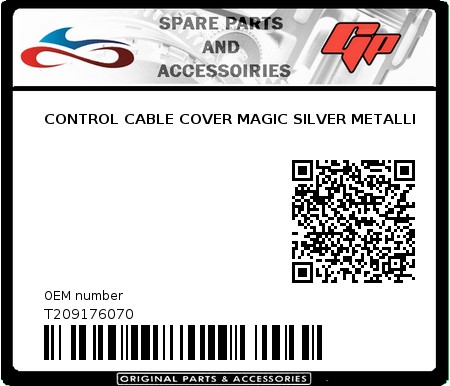 Product image: Tomos - T209176070 - CONTROL CABLE COVER MAGIC SILVER METALLI  0