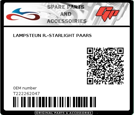 Product image: Tomos - T222262047 - LAMPSTEUN R.-STARLIGHT PAARS  0