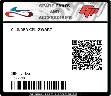 Product image: Tomos - T222708 - CILINDER CPL-ZWART  0