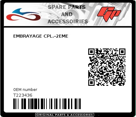 Product image: Tomos - T223436 - EMBRAYAGE CPL.-2EME  0