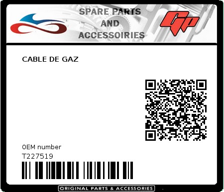 Product image: Tomos - T227519 - CABLE DE GAZ  0