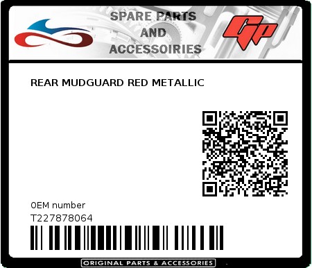 Product image: Tomos - T227878064 - REAR MUDGUARD RED METALLIC  0