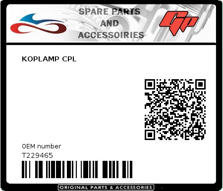 Product image: Tomos - T229465 - KOPLAMP CPL  0