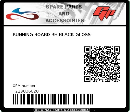 Product image: Tomos - T229836020 - RUNNING BOARD RH BLACK GLOSS  0